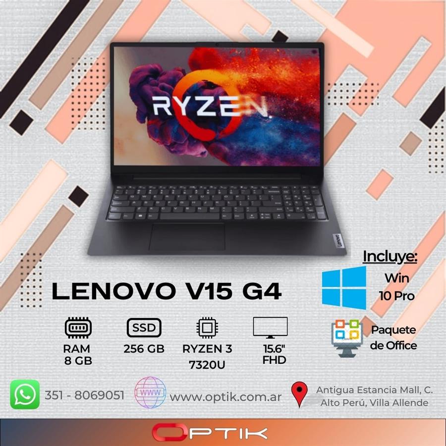 Notebook LENOVO V15 G4 RYZEN 3 7320U/8GB/256GB SSD /15.6" FHD/WIN11PRO