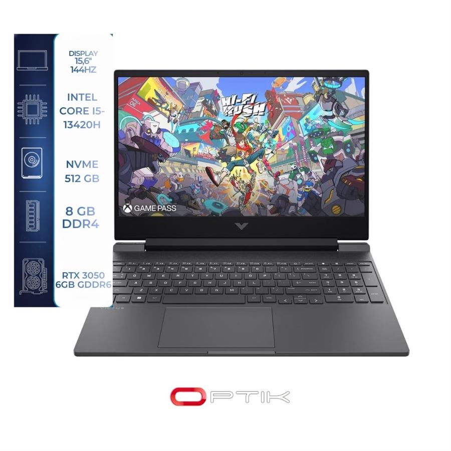 Notebook Gamer HP VICTUS 15-FA2013DX / INTEL CORE I5/ 8GB RAM/ 512GB SSD/ WIN 11 - GEFORCE RTX3050 6GB