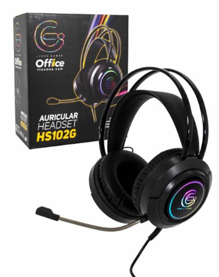 AURICULAR VINCHA GAMER OFFICE OFF-HS102G 2 PLUG 3.5 + USB