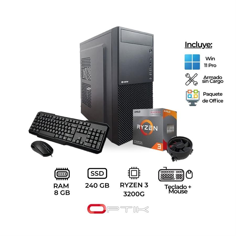 COMPUTADORA - PC AMD - RYZEN 3 3200G - RAM 8GB - SSD 240GB - Win 11