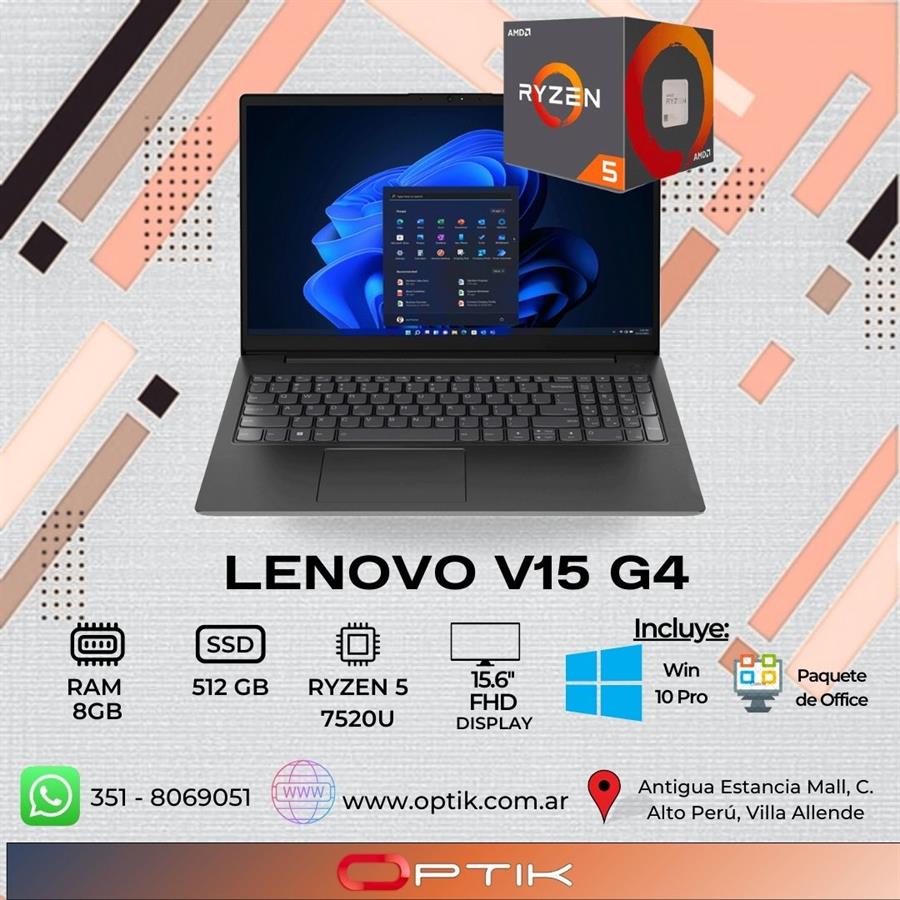 LENOVO V15 G4 RYZEN 5 7520U/8GB/512GB SSD /15.6" FHD