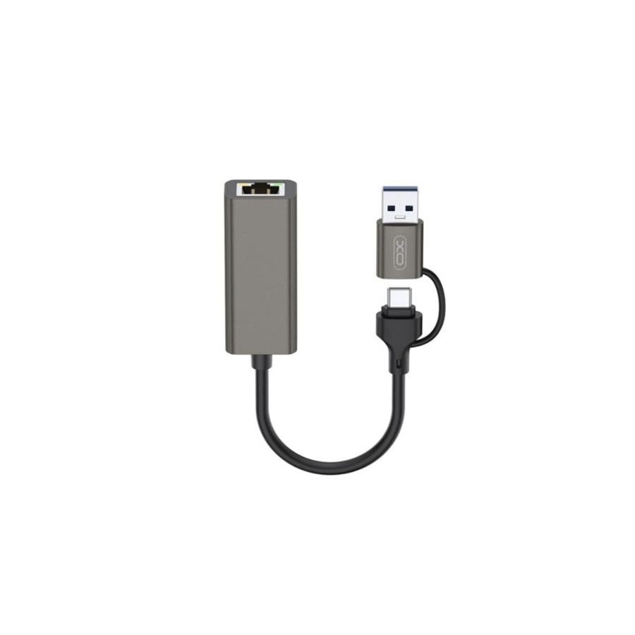 ADAPTADOR DE RED - TIPO C+USB-A A RJ45 - XO-HUB018 - 2 EN 1 RJ45